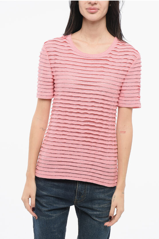 ストライプ Tシャツ ウィズ ラインストーン