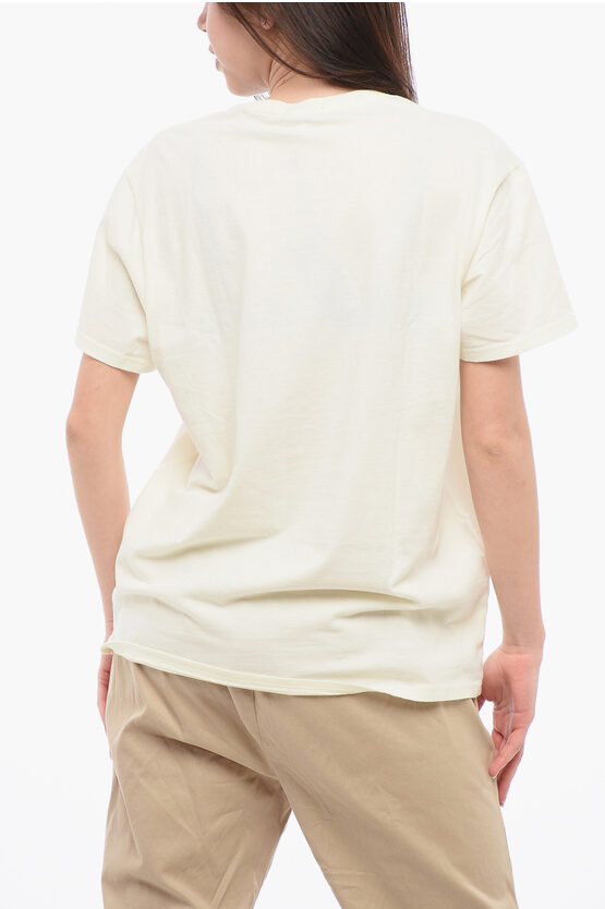 ソリッド カラー クルーネック Tシャツ ウィズ コントラスティング プリント