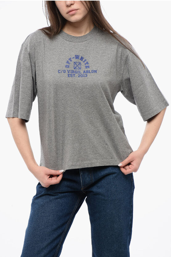 コットン クルーネック Tシャツ ウィズ プリント ロゴ
