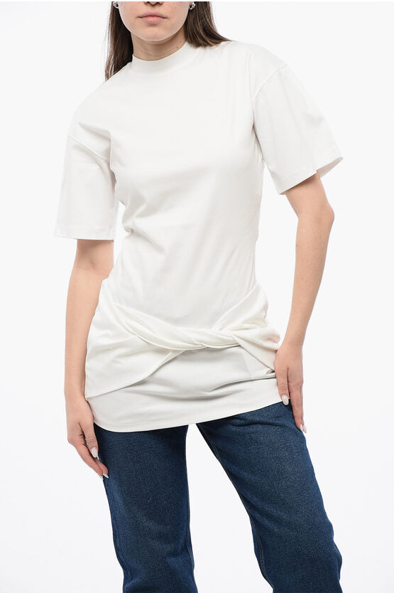 ソリッド カラー コットン クルーネック Tシャツ