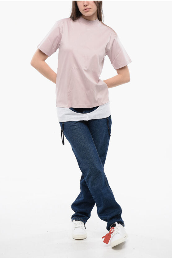 ソリッド カラー Tシャツ ウィズ コントラスティング ディテール