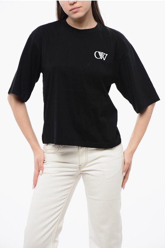 コットン クルーネック Tシャツ ウィズ コントラスト エンブロイダリー