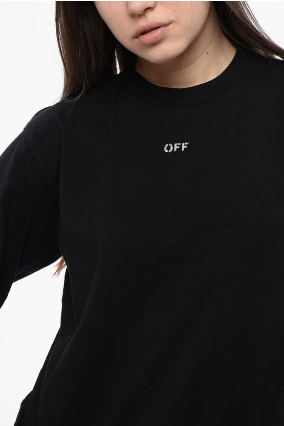 クロップド クルーネック Tシャツ ウィズ マキシ エンブロイダリー