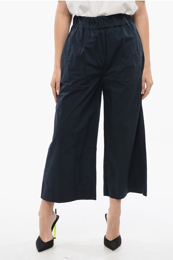 ポプリン コットン クロップド フィット パンツ