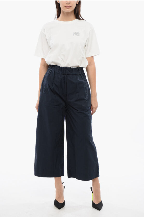 ポプリン コットン クロップド フィット パンツ