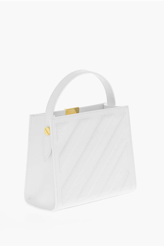 レザー クロス トート バッグ ウィズ ゴールデン ディテール