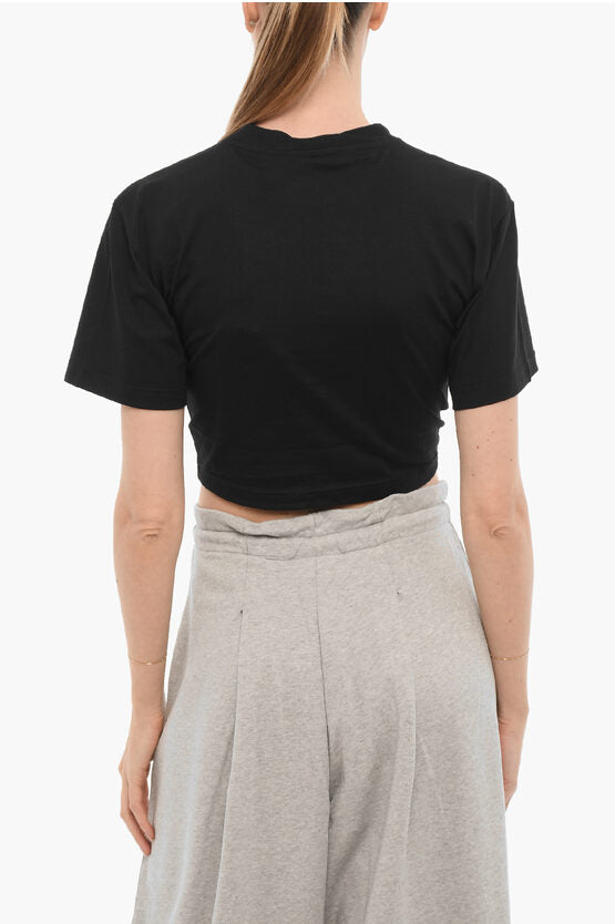 ソリッド カラー クロップ Tシャツ ウィズ カットアウト ディテール