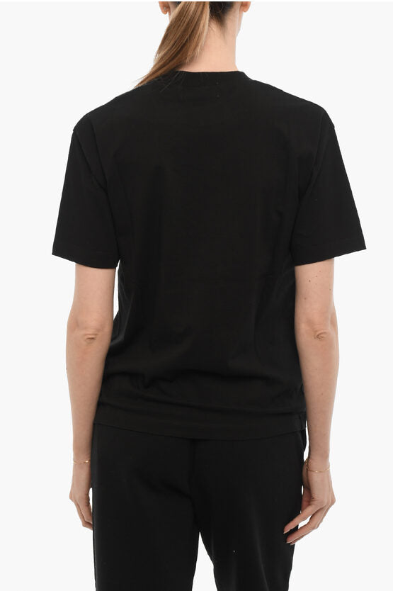 ソリッド カラー クルーネック Tシャツ ウィズ コントラスティング ロゴ
