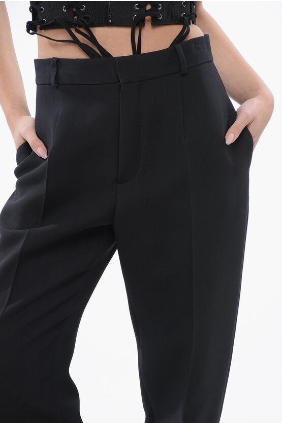 ウール ブレンド シガレット パンツ ウィズ プリーツ