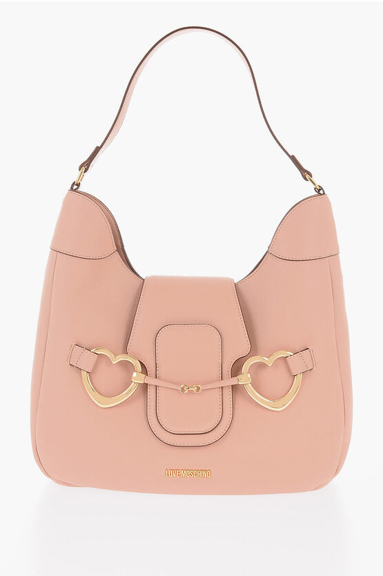 ラブ テクスチャード フェイク レザー HOBO バッグ ウィズ マキシ ハート型