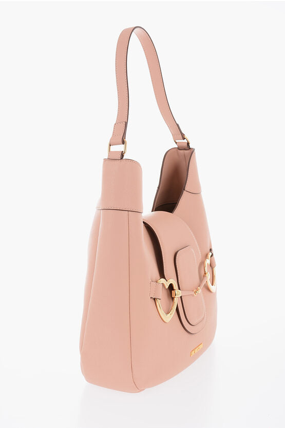 ラブ テクスチャード フェイク レザー HOBO バッグ ウィズ マキシ ハート型