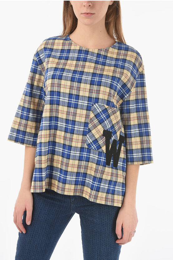 チェック柄 チェック オーバーサイズ Tシャツ ウィズ マキシ モノグラム パッチ