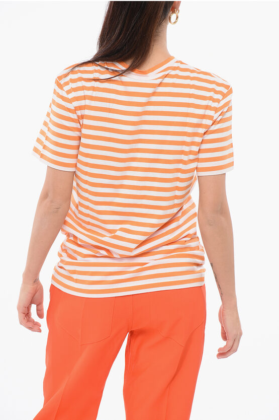 オーニング ストライプ コットン Tシャツ ウィズ プリント ロゴ