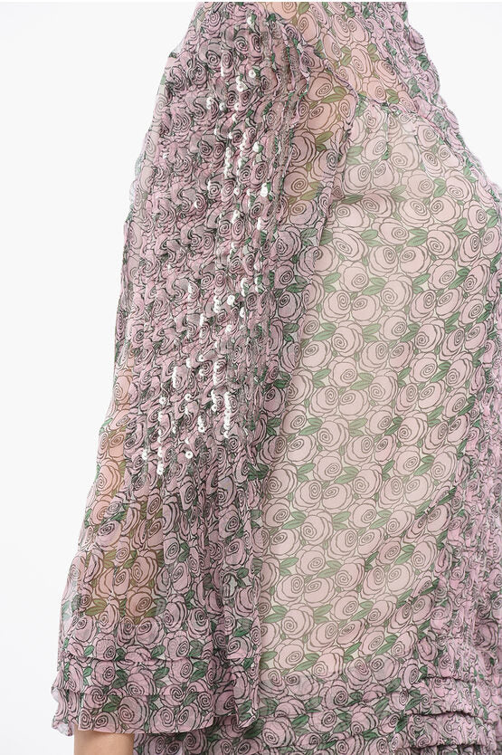 シフォン プリーツ ドレス ウィズ スパンコール