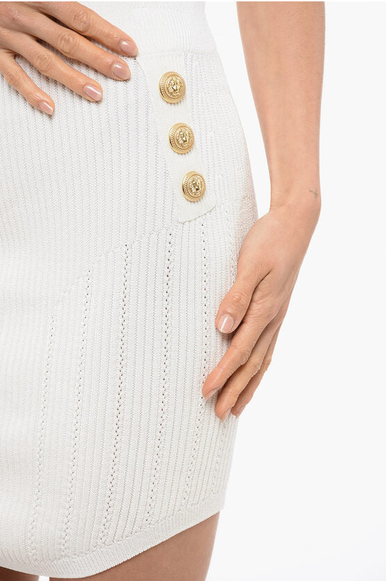 Balmain/バルマン｜ニット ミニスカート ウィズ ロゴ ボタン