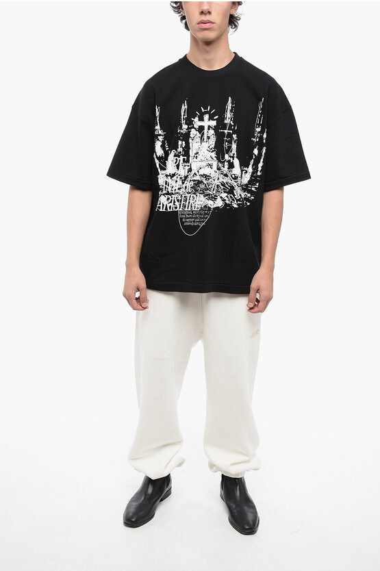 コットン クルーネック Tシャツ ウィズ コントラスト プリント