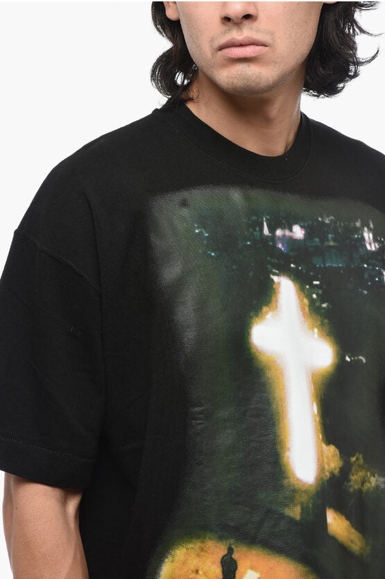 コットン クルーネック Tシャツ ウィズ マキシ プリント オン フロント