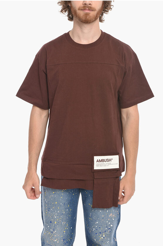 クルー ネック ウエスト ポケット コットン Tシャツ