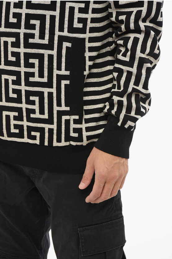 balmain homme カシミヤ100 ダメージ加工　ギミックオープンカフ Balmain/バルマン｜フーディー ウール ブレンド セーター ウィズ