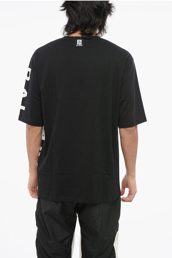 ソリッド カラー クルーネック Tシャツ ウィズ プリント ロゴ