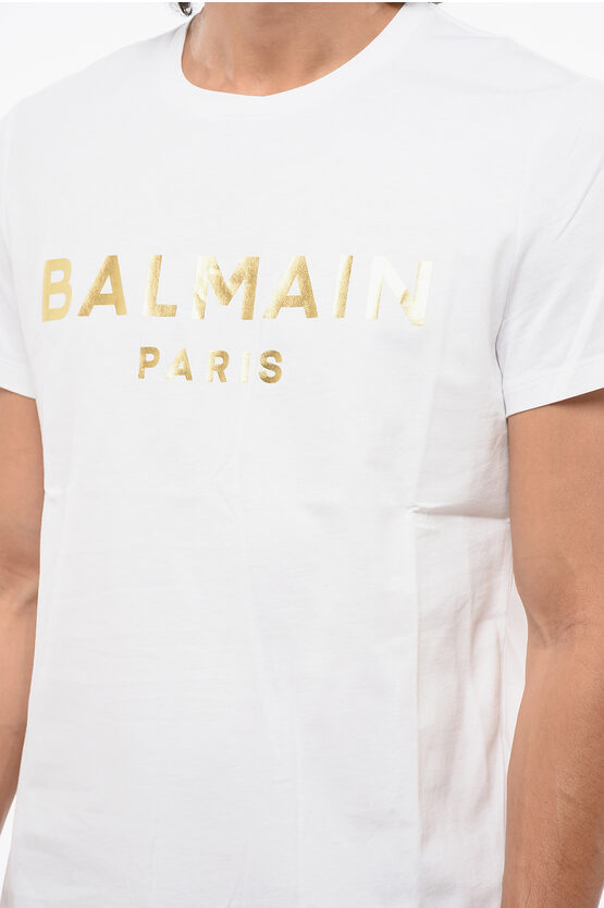 ソリッド カラー クルーネック Tシャツ ウィズ ゴールデン ロゴ