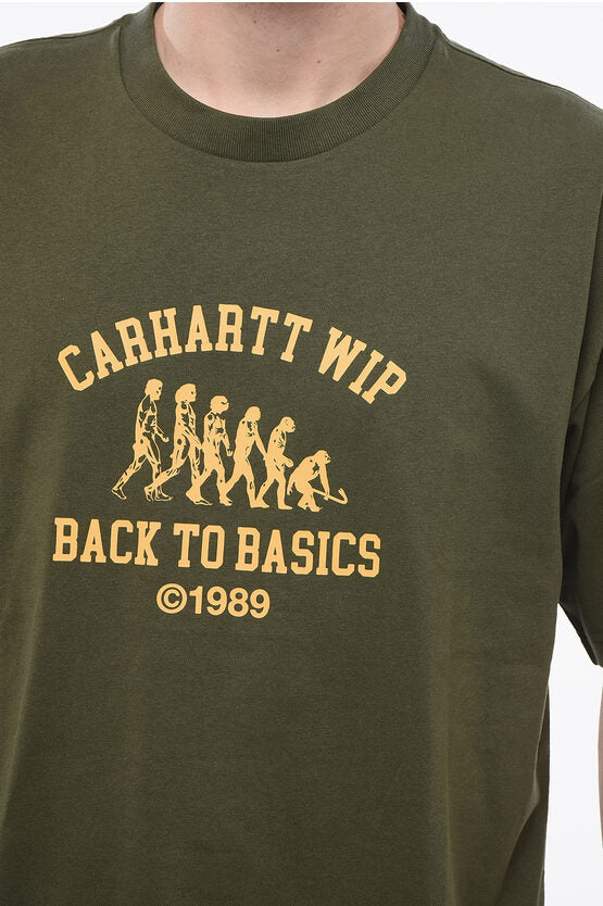 プリント オーガニック コットン バック ベーシック クルーネック Tシャツ