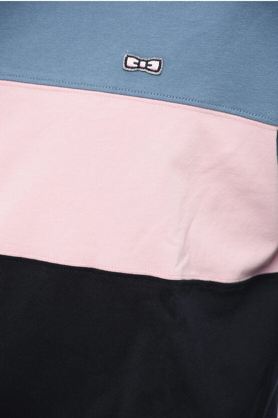 ロング スリーブ カラー ブロック クルーネック Tシャツ