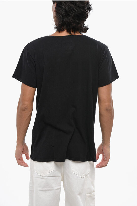ソリッド カラー クルーネック Tシャツ ウィズ コントラスティング プリント