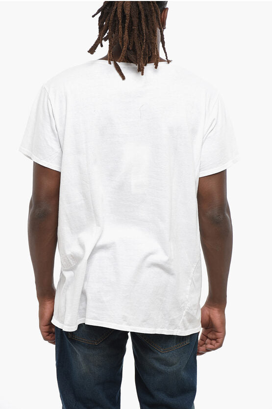 ソリッド カラー クルーネック Tシャツ ウィズ コントラスティング プリント
