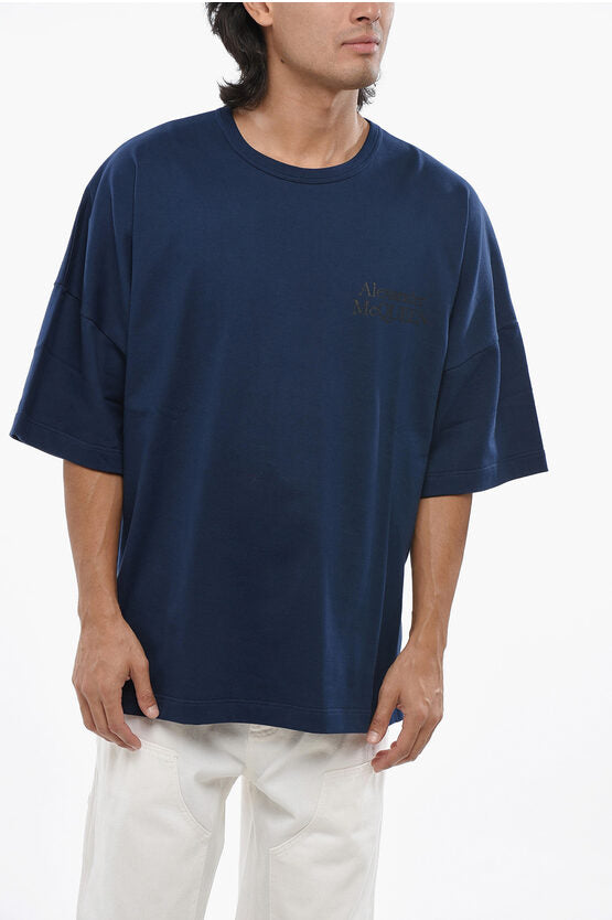 ソリッド カラー クルーネック Tシャツ ウィズ プリント ロゴ