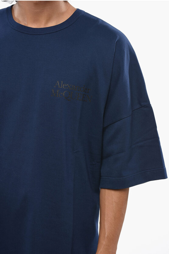 ソリッド カラー クルーネック Tシャツ ウィズ プリント ロゴ