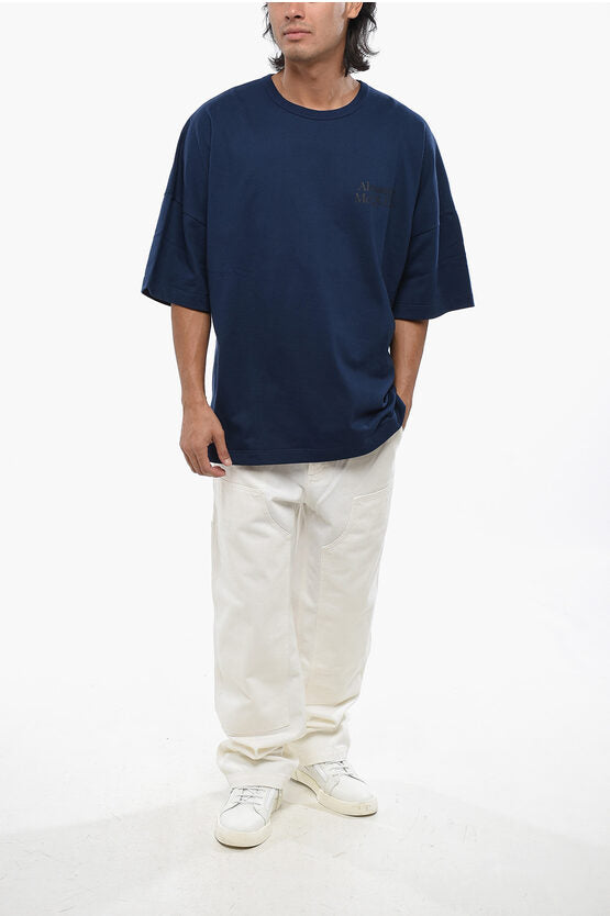 ソリッド カラー クルーネック Tシャツ ウィズ プリント ロゴ