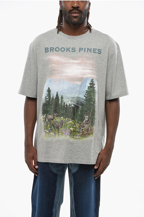 プリント ルーズ フィット クルーネック Tシャツ