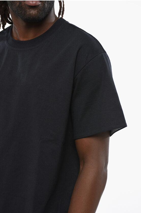 クルーネック Tシャツ ウィズ ストライプ ポプリン ライニング