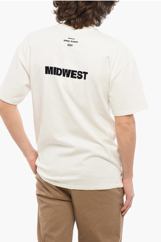 ソリッド カラー クルーネック Tシャツ ウィズ コントラスティング