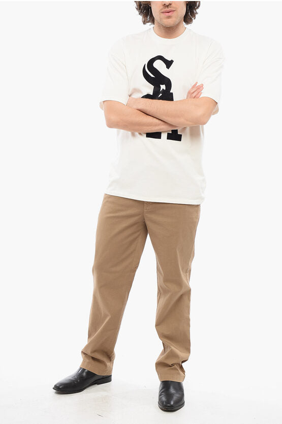 ソリッド カラー クルーネック Tシャツ ウィズ コントラスティング