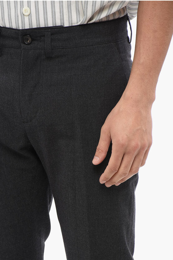 コットン アンド ヴァージン ウール パンツ ウィズ ベルト ループ