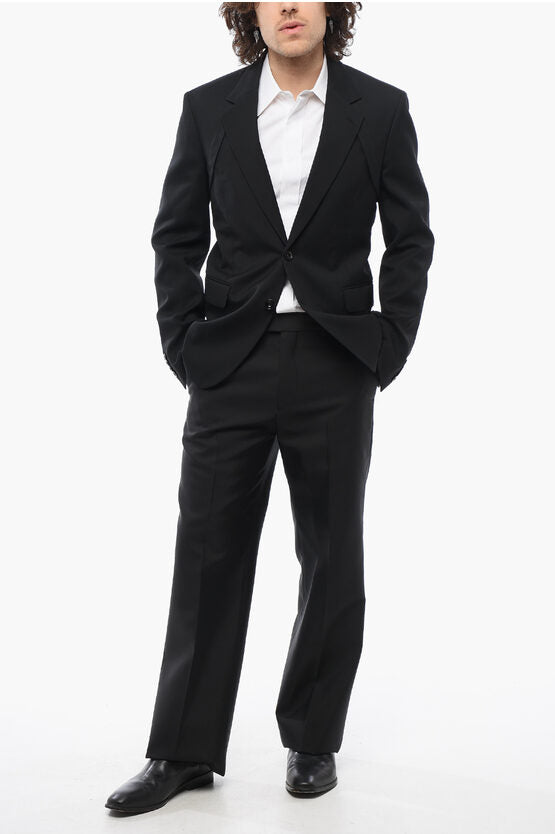 【Alexander Mcqueen】シングルブレスト ウール ブレザー シングルブレスト テーラードジャケット | ネイビー | Alexander