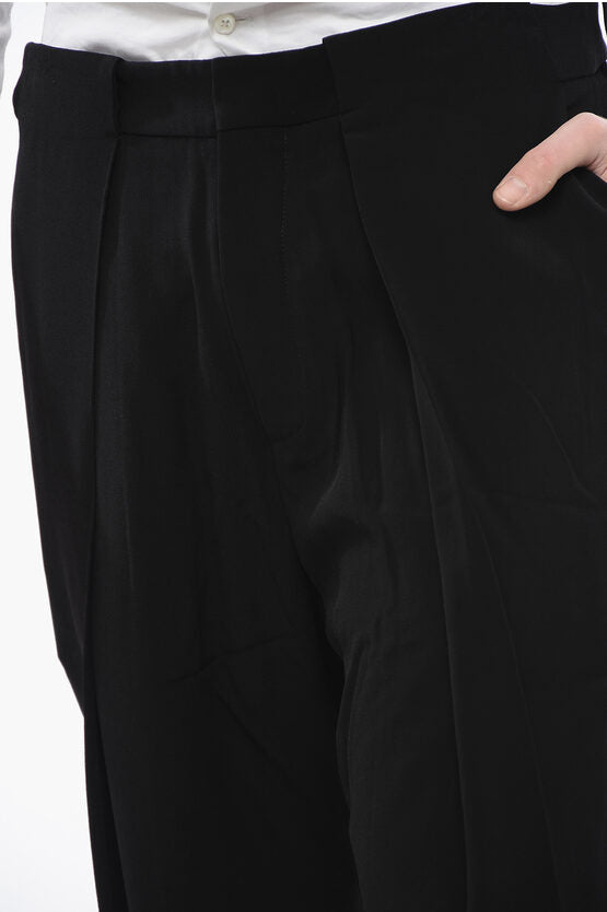 シングルプリーツ テーパード フィット パンツ ウィズ ベルト ループ