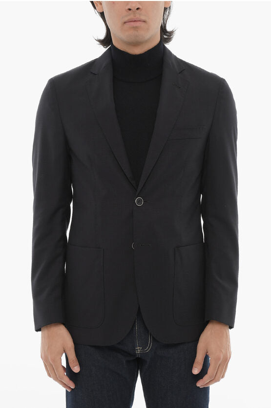 ID パッチ ストレッチ ウール ブレザー