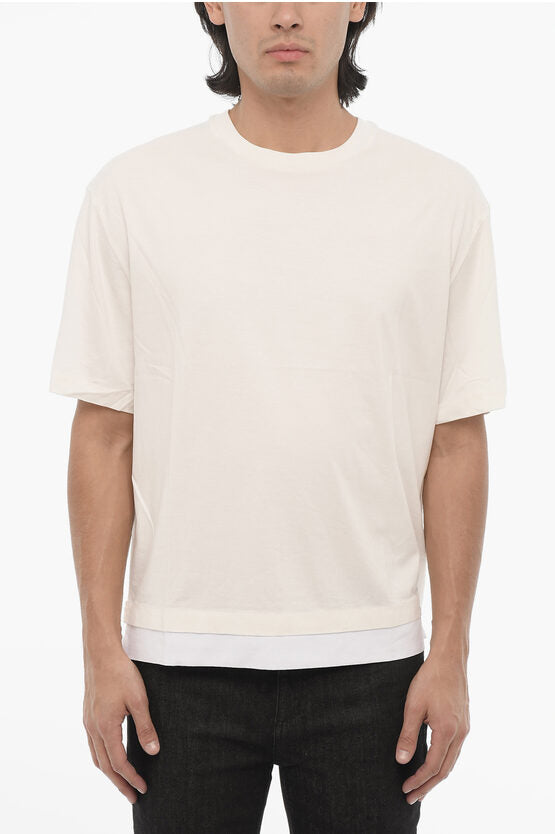ソリッド カラー スリム フィット クルーネック Tシャツ