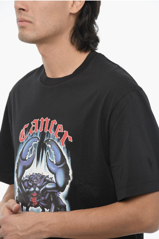 プリント スリム フィット ロック バンド クルーネック Tシャツ