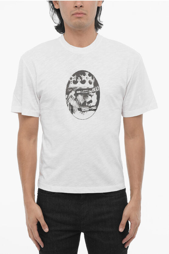 プリント スリム フィット ロック バンド クルーネック Tシャツ
