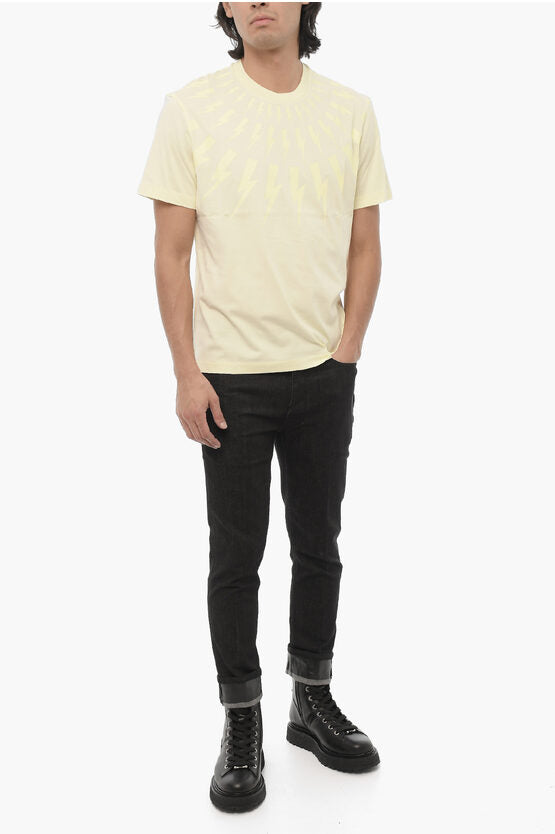 スリム フィット サンダーボルト クルーネック Tシャツ ウィズ トップ