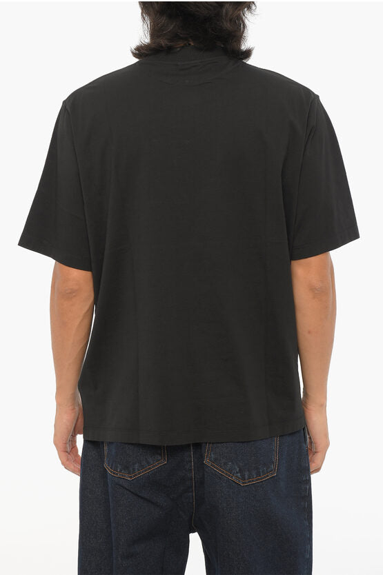 ソリッド カラー オプティカル クロス クルーネック Tシャツ