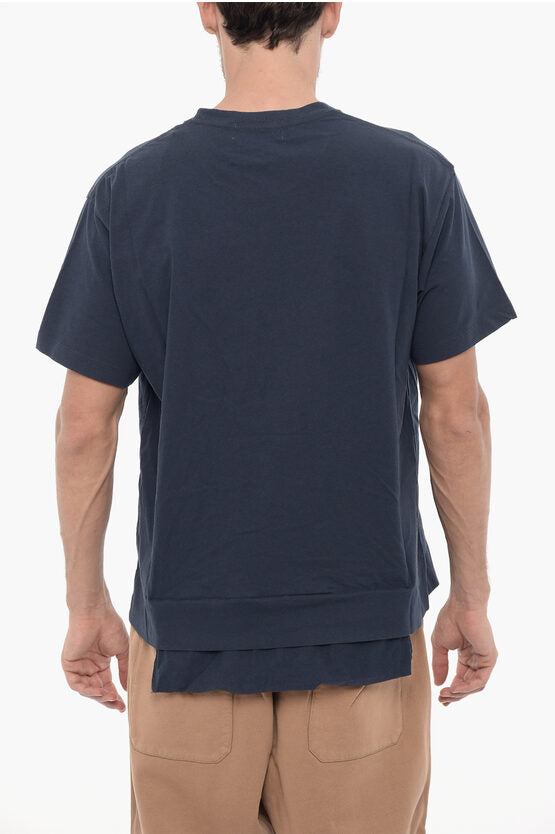 ソリッド カラー クルーネック Tシャツ ウィズ ウエスト ポケット