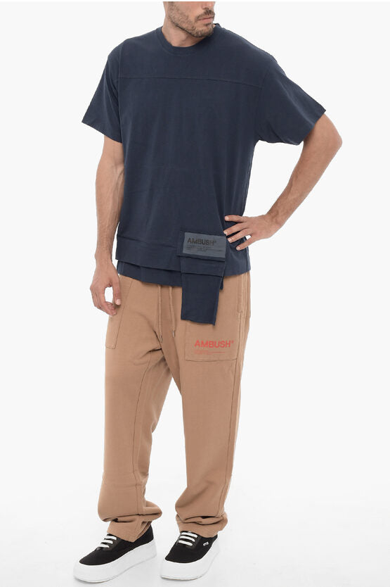 ソリッド カラー クルーネック Tシャツ ウィズ ウエスト ポケット