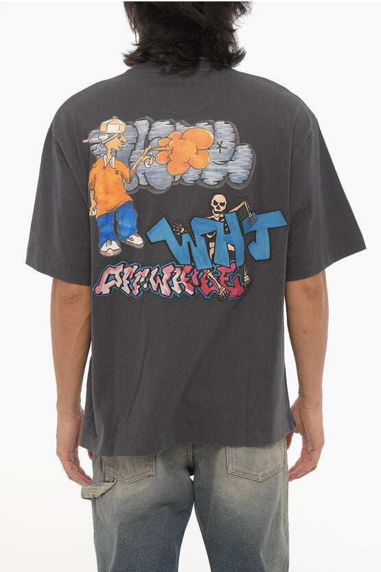 シーズナル クルーネック Tシャツ ウィズ グラフィティ プリント
