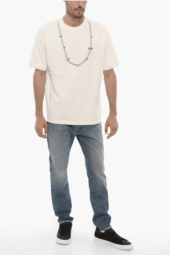 コットン クルーネック Tシャツ ウィズ リムーバブル ネックレス