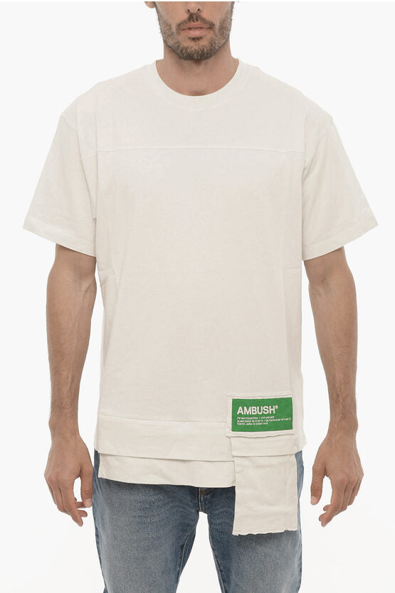 ソリッド カラー クルーネック Tシャツ ウィズ ウエスト ポケット